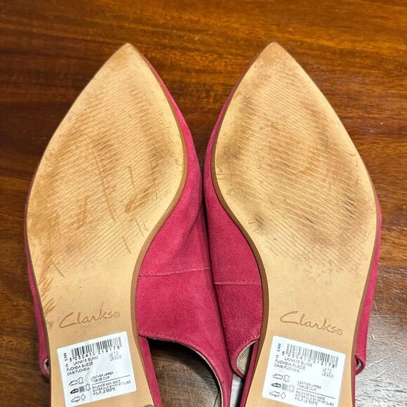 Clarks Fuscia Suede Laina Slingback Flats Women’s US 9.5 M - Picture 4 of 8